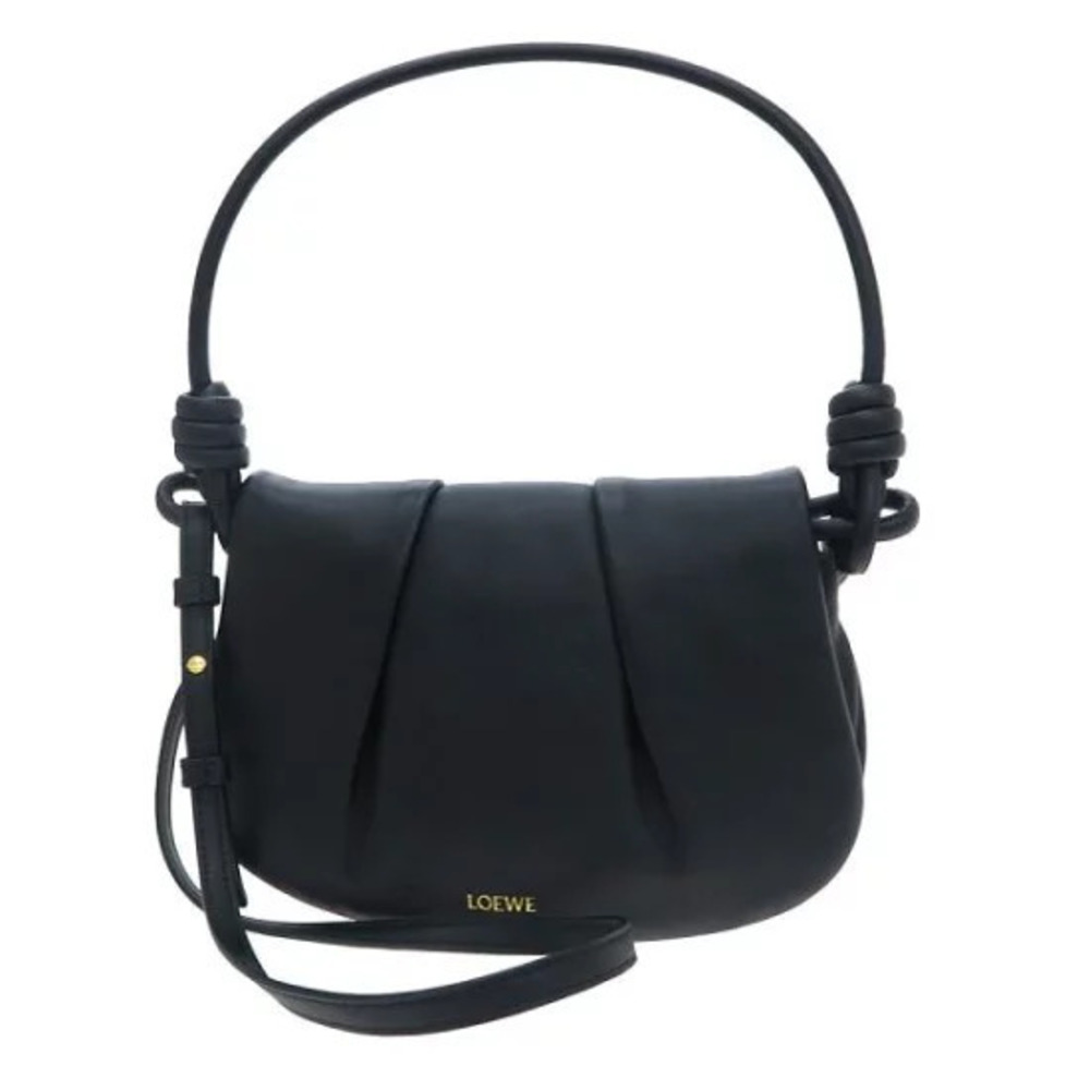 Loewe Paseo Satchel black leather signature knotted shoulder strap